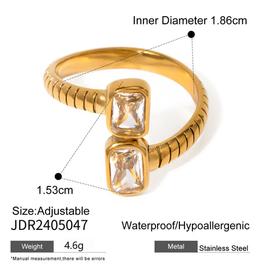 French Diamond 304 Stainless Steel Shell Zircon Plating Ring