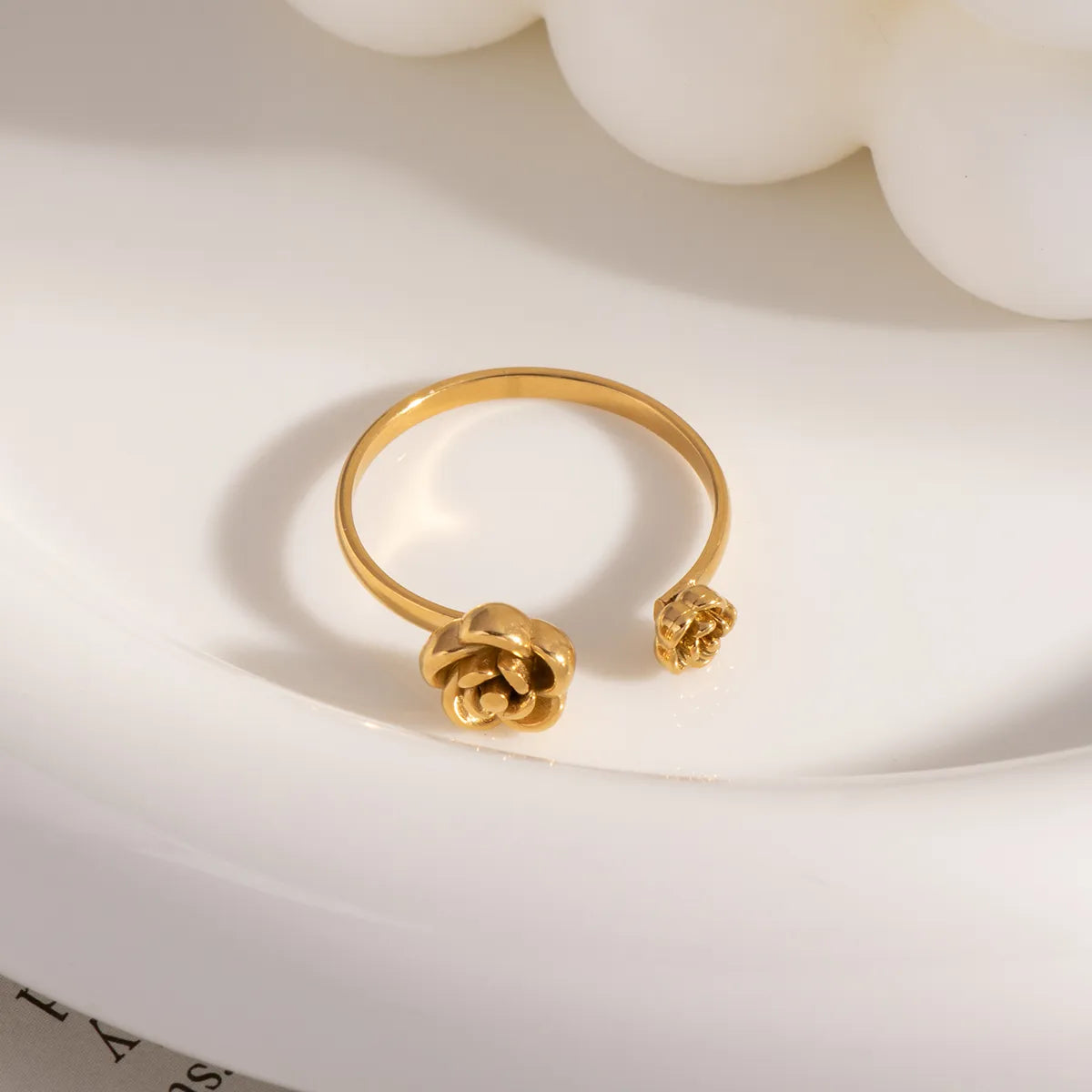 Romantic Rose 304 Stainless Steel 18K Gold Plated Open Rings