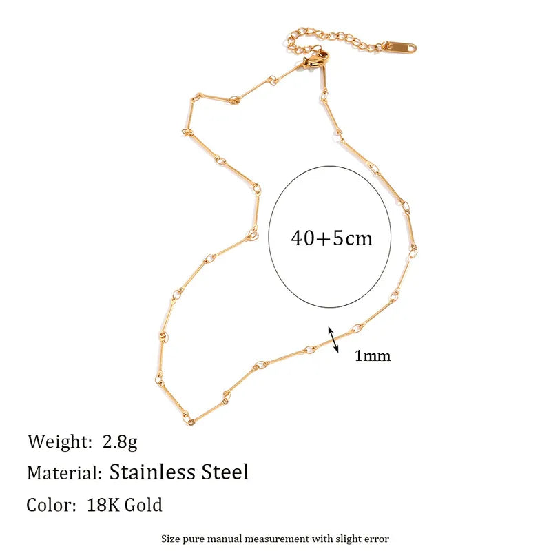 Pleated 304 Stainless Steel Titanium Steel 18K Gold Plated Necklace