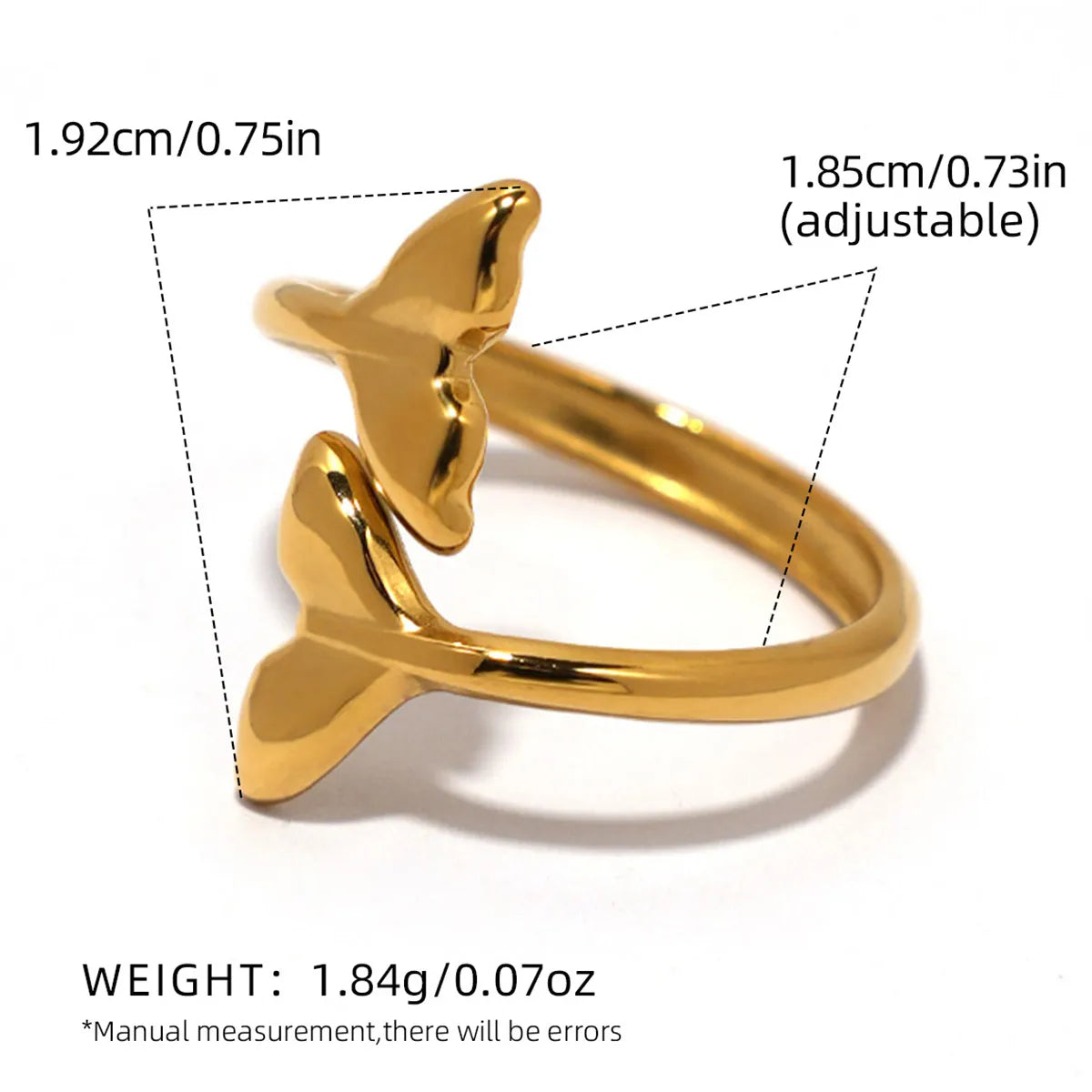 Vacation Beach Fish Tail 304 Stainless Steel 18K Gold Plated Rings