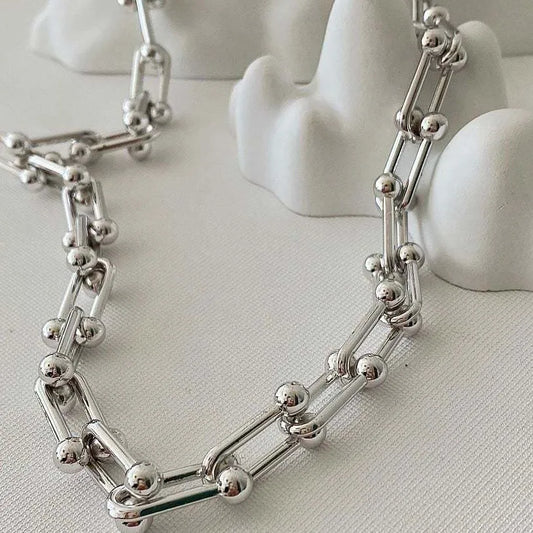 Elegant Silver Classic Streetwear U Shape Solid Color 304 Stainless Steel Necklace