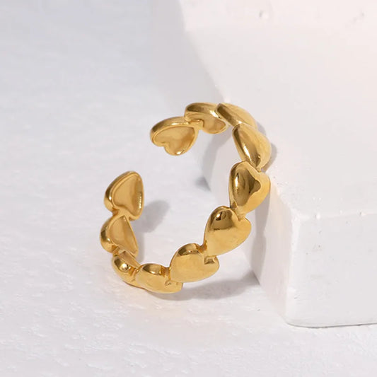Heart Shape 18K Gold Plated 304 Stainless Steel Ring