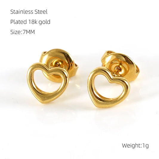 Bold Heart Shape 18K Gold Plated and Stainless Steel Earring