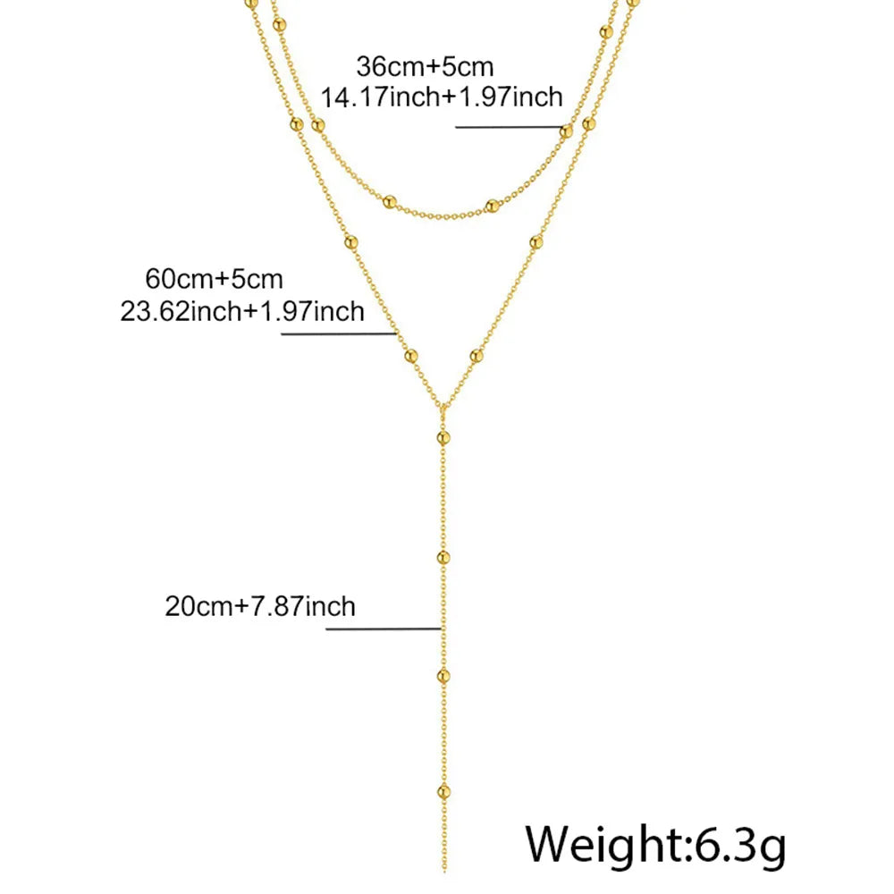Pretty Ball 18K Gold Plated 304 Stainless Steel Layered Necklace