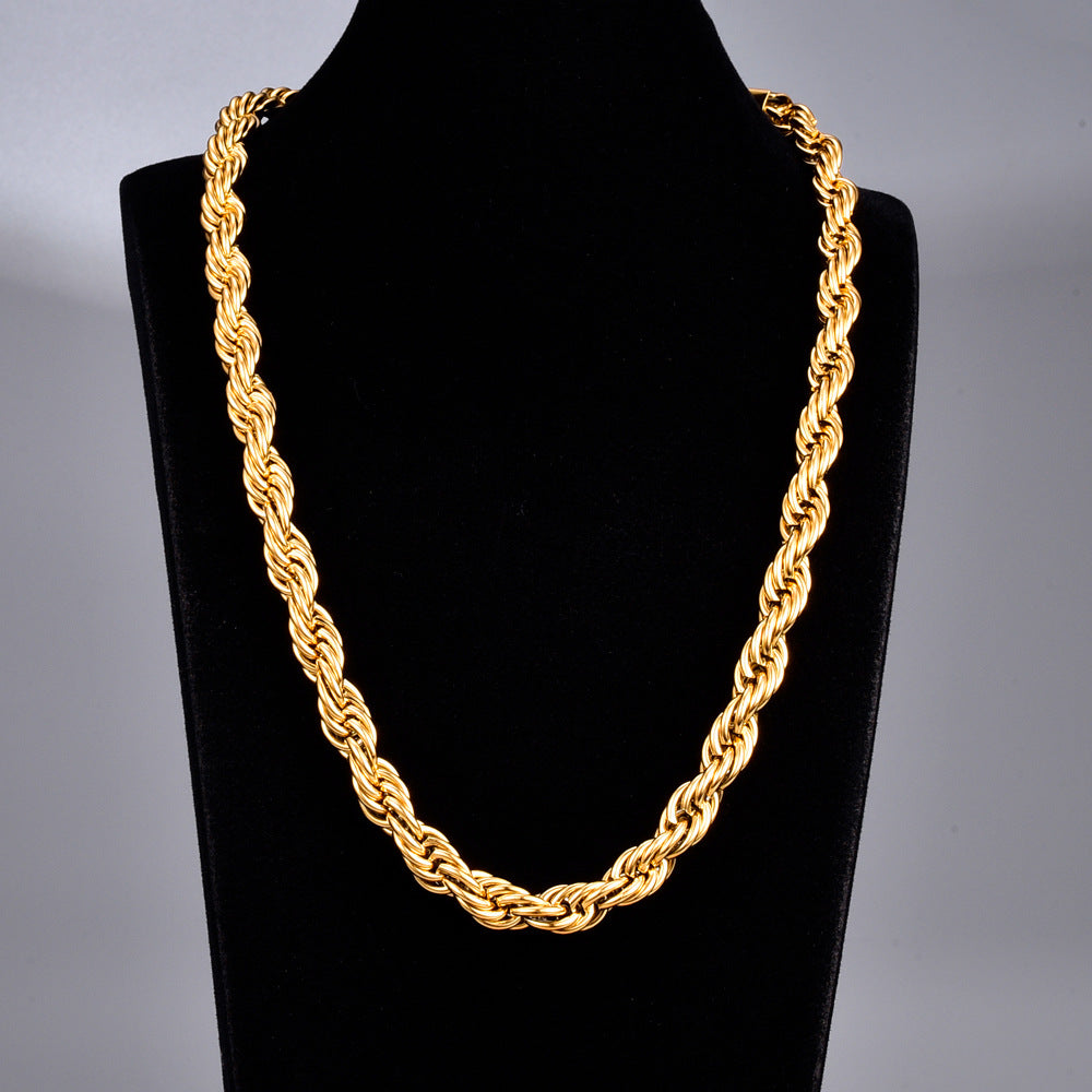 8mm Unique 18K Gold Plated Titanium Steel Necklace