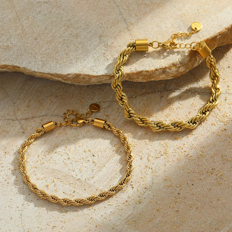 Unique 4mm 18K Gold Plated Titanium Steel Bracelet