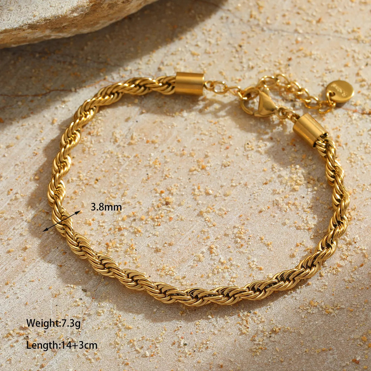 Unique 4mm 18K Gold Plated Titanium Steel Bracelet