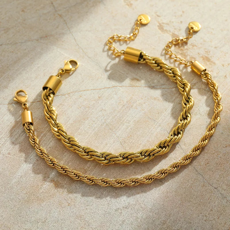 Unique 4mm 18K Gold Plated Titanium Steel Bracelet