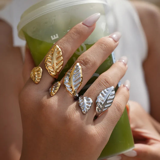 Leafy 18K Gold Plated Stainless Steel Ring
