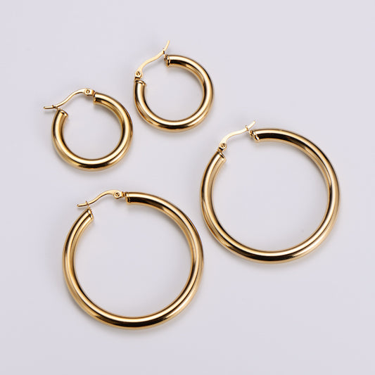 Simple Style Geometric Polishing Stainless Steel 18K Gold Plated Earring