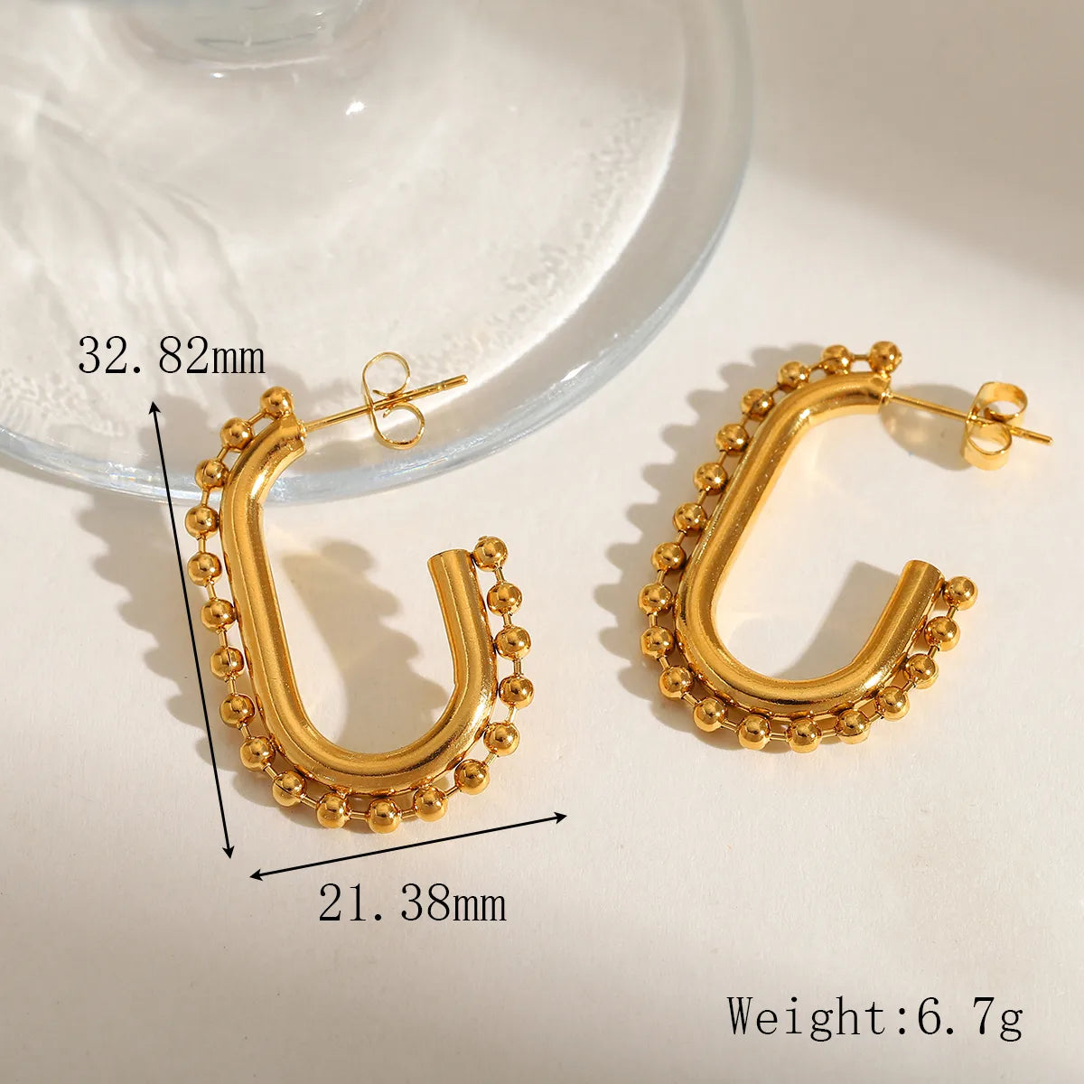 C Shape Plating 304 Stainless Steel 18K Gold Plated Ear Stud