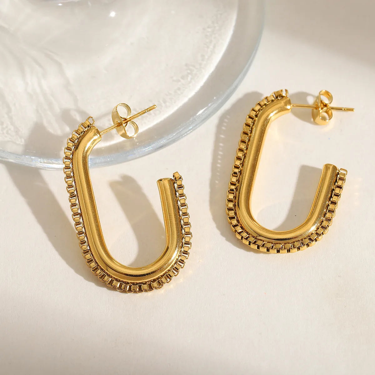 C Shape Plating 304 Stainless Steel 18K Gold Plated Ear Stud
