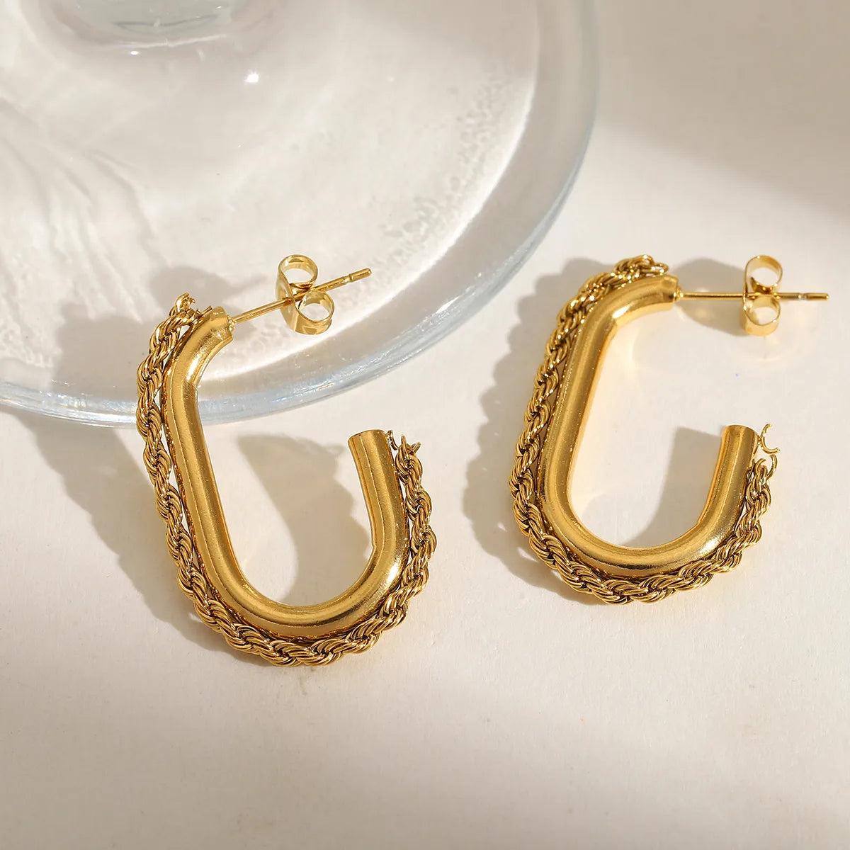 C Shape Plating 304 Stainless Steel 18K Gold Plated Ear Stud