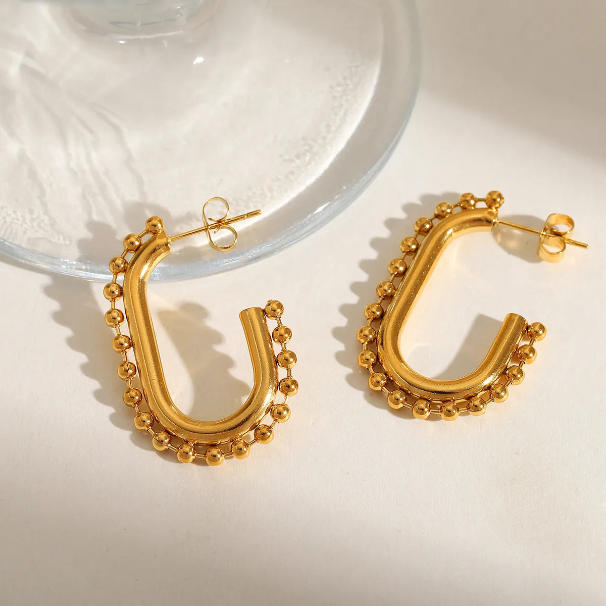 C Shape Plating 304 Stainless Steel 18K Gold Plated Ear Stud