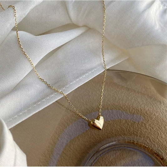 Heart Shape 316L Stainless Steel 18K Gold Plated 3D Pendant Necklace