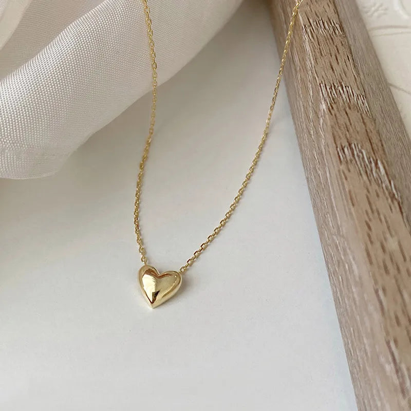 Heart Shape 316L Stainless Steel 18K Gold Plated 3D Pendant Necklace