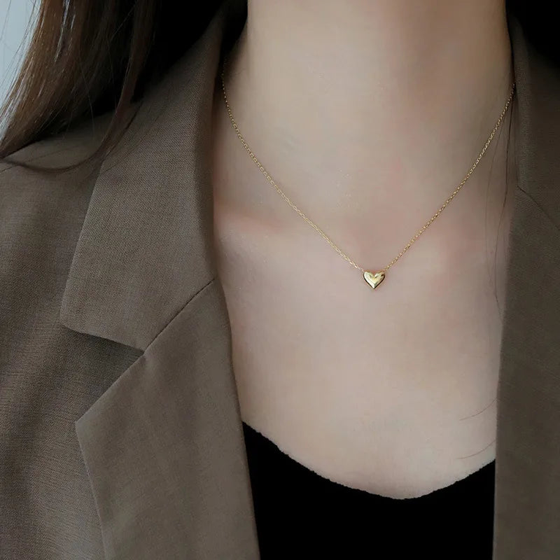 Heart Shape 316L Stainless Steel 18K Gold Plated 3D Pendant Necklace