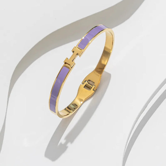Geometric 304 Stainless Steel 18K Gold Plated Bangle
