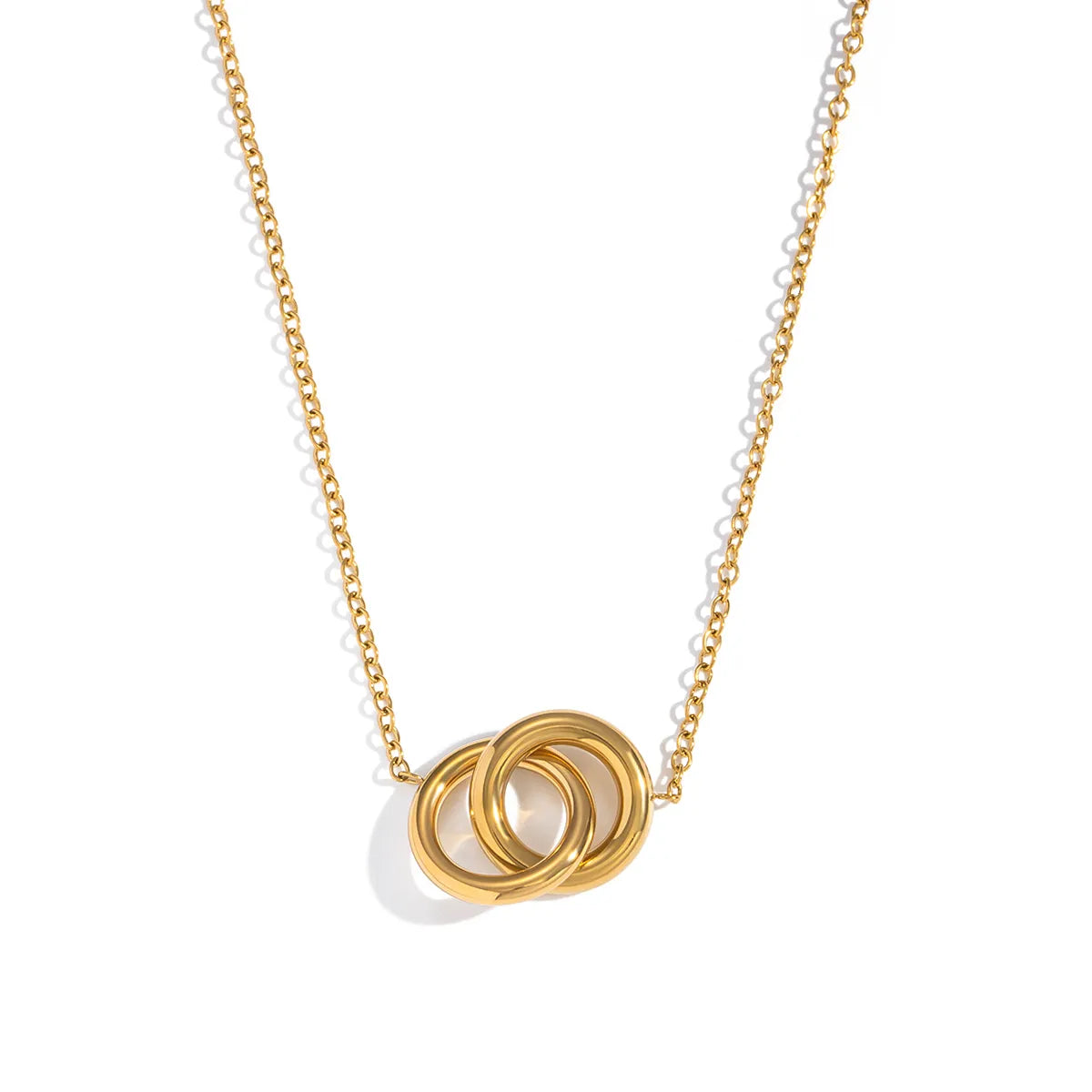 Circle Interlocking 18K Real Gold Plated 201 Stainless Steel Waterproof  Necklace