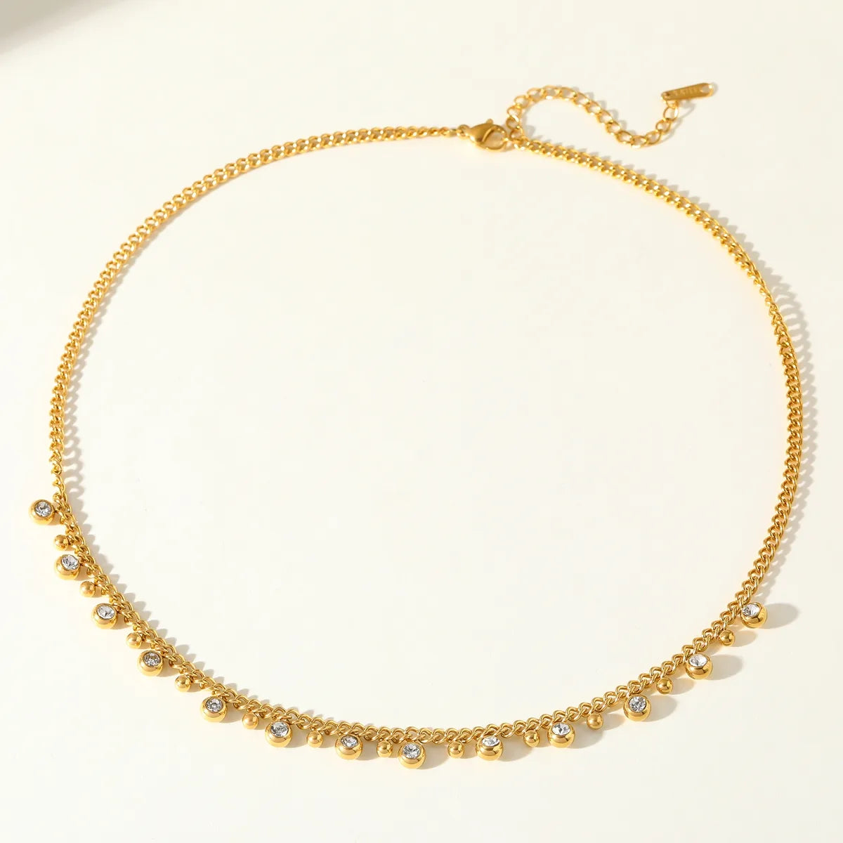 Exquisite Stainless Steel 18K Gold Plated Zirconia Embedded Necklace