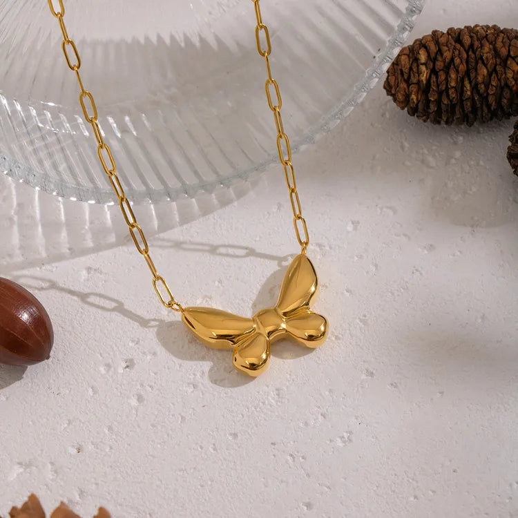 Butterfly 18K Gold  Plated 201 Stainless Steel Necklace
