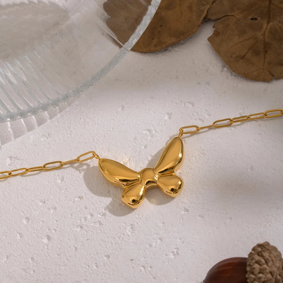 Butterfly 18K Gold  Plated 201 Stainless Steel Necklace