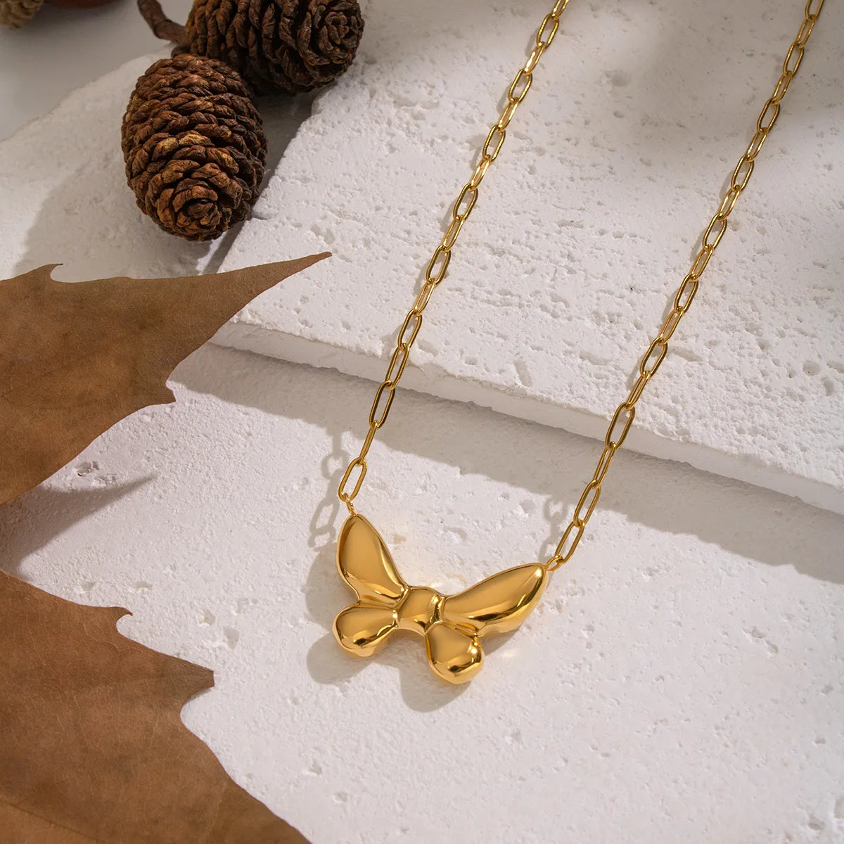 Butterfly 18K Gold  Plated 201 Stainless Steel Necklace