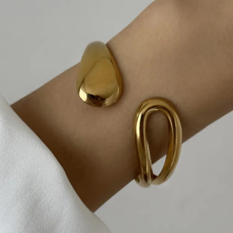 Cute Irregular Geometric 304 Stainless Steel 18K Gold Plated Bangle