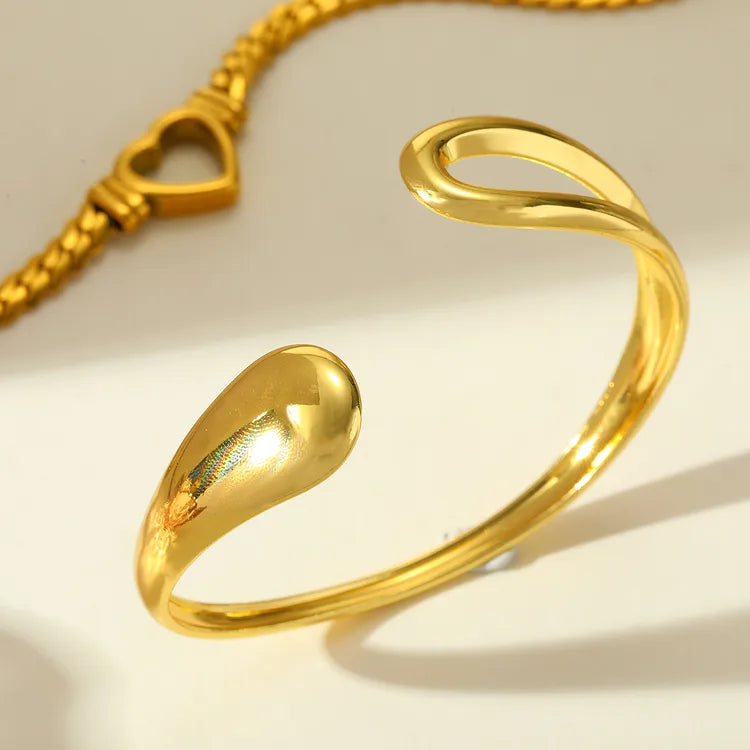 Cute Irregular Geometric 304 Stainless Steel 18K Gold Plated Bangle