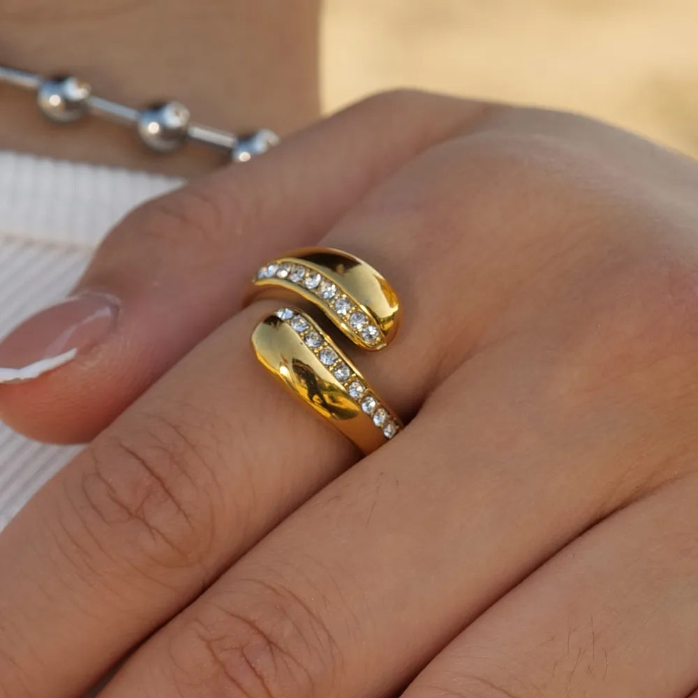 Water Droplets 316 Stainless Steel Commute Waterproof Non Tarnish Ring