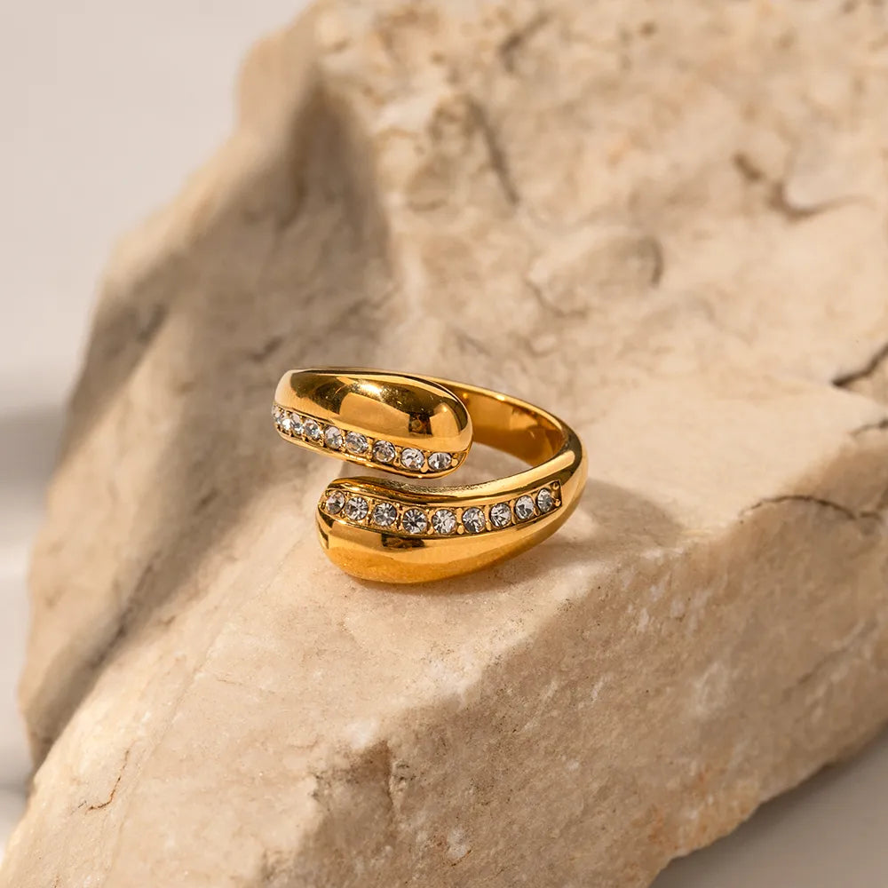 Water Droplets 316 Stainless Steel Commute Waterproof Non Tarnish Ring