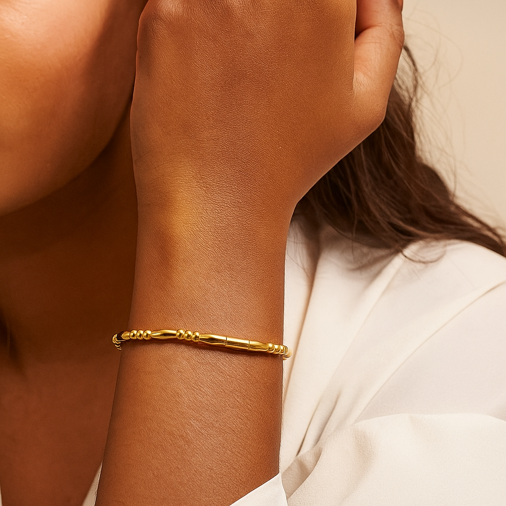 Bamboo Joint 18K Gold Plated Titanium Steel Bracelet