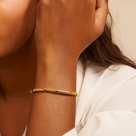 Bamboo Joint 18K Gold Plated Titanium Steel Bracelet