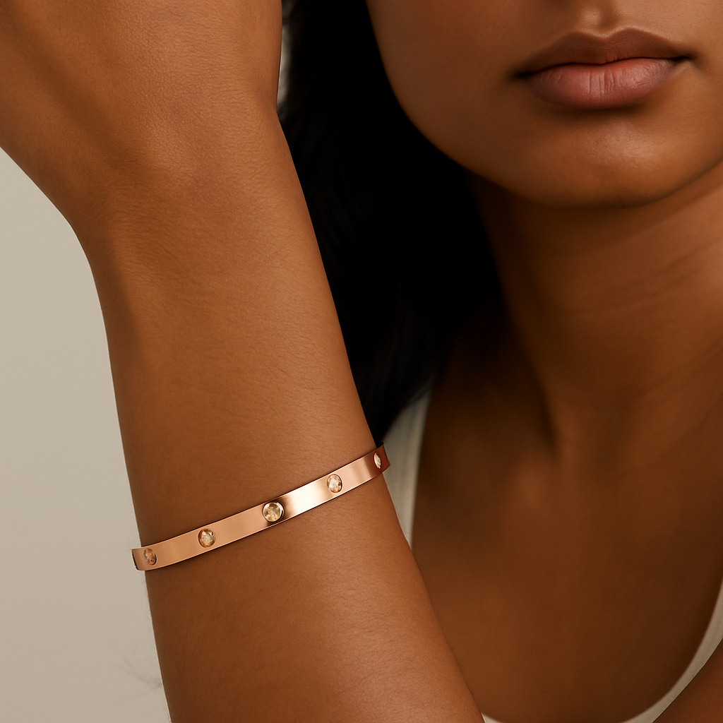 Rose Gold Cartier  Titanium Steel 18K Gold Plated Zircon Bangle