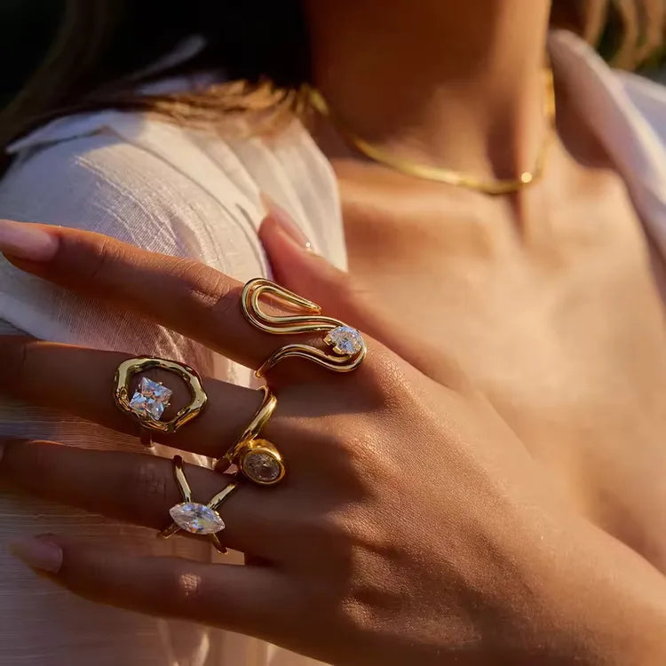 Classical Romantic 18K Gold Plated 316 Stainless Steel Non Tarnish Ring