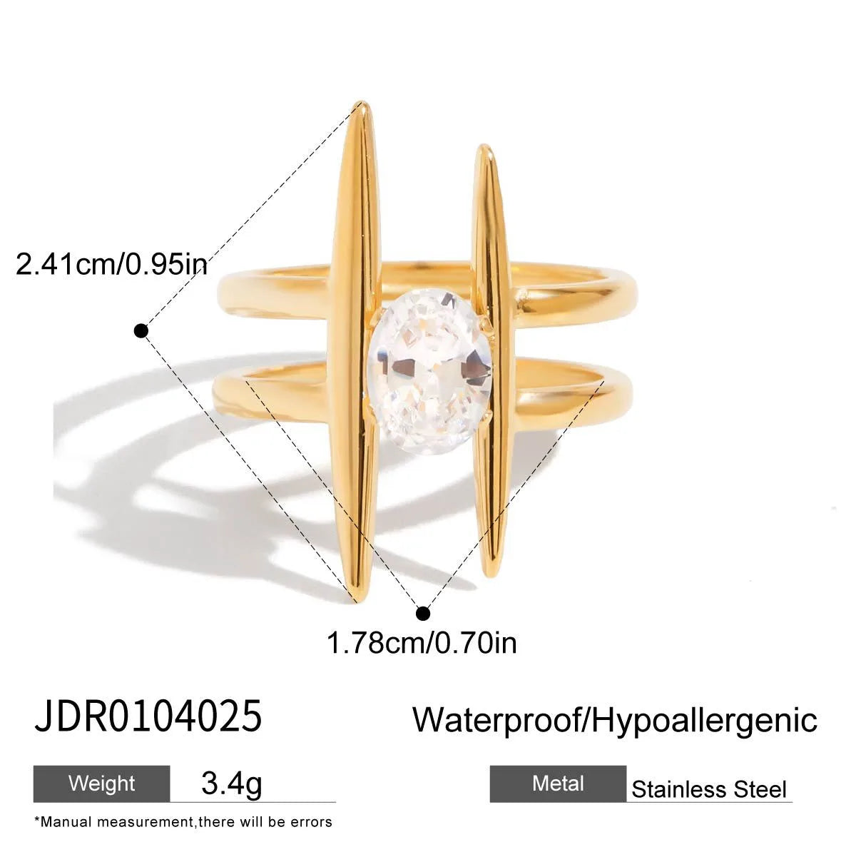 Classical Romantic 18K Gold Plated 316 Stainless Steel Non Tarnish Ring