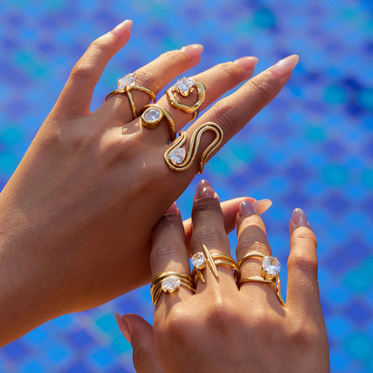 Classical Romantic 18K Gold Plated 316 Stainless Steel Non Tarnish Ring