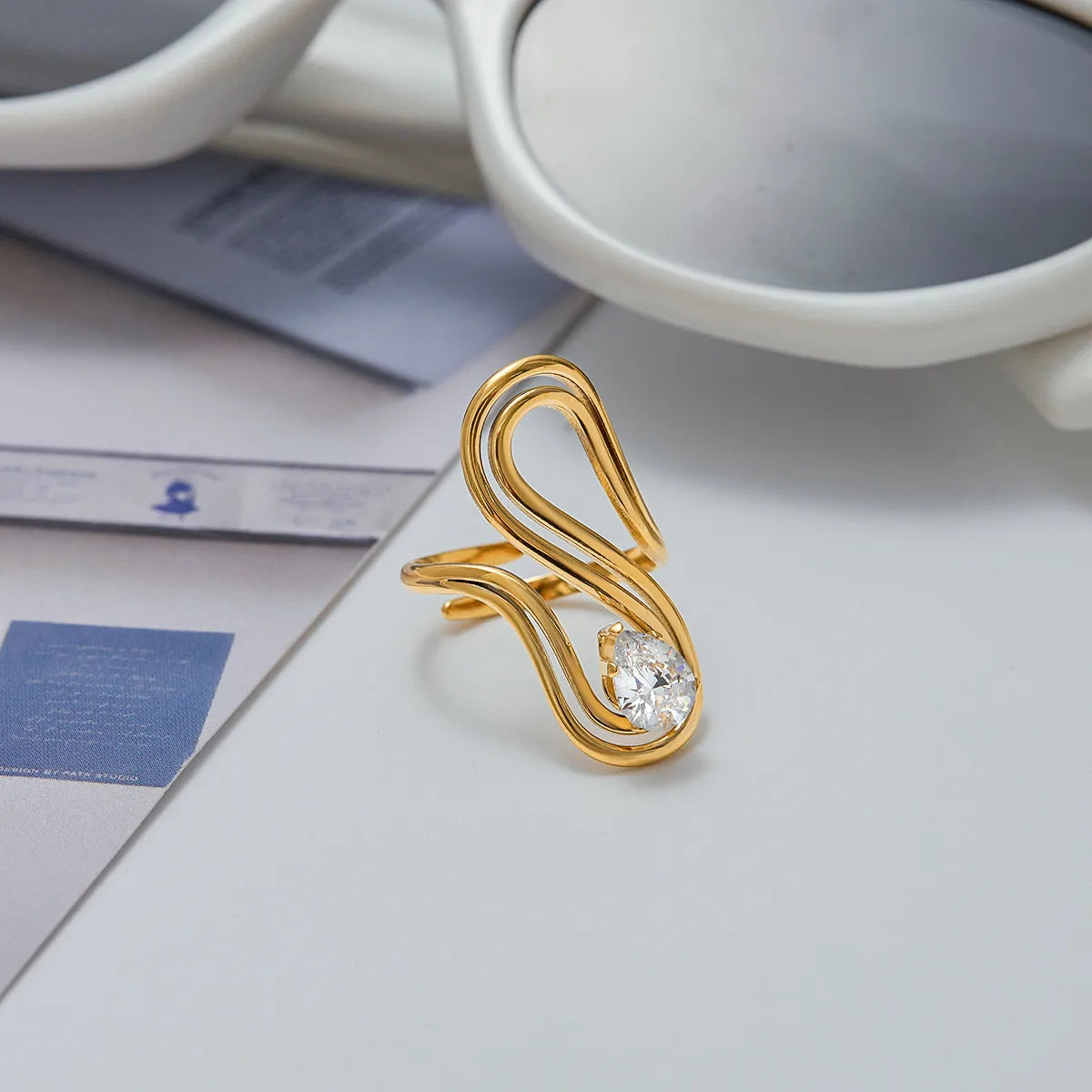 Classical Romantic 18K Gold Plated 316 Stainless Steel Non Tarnish Ring