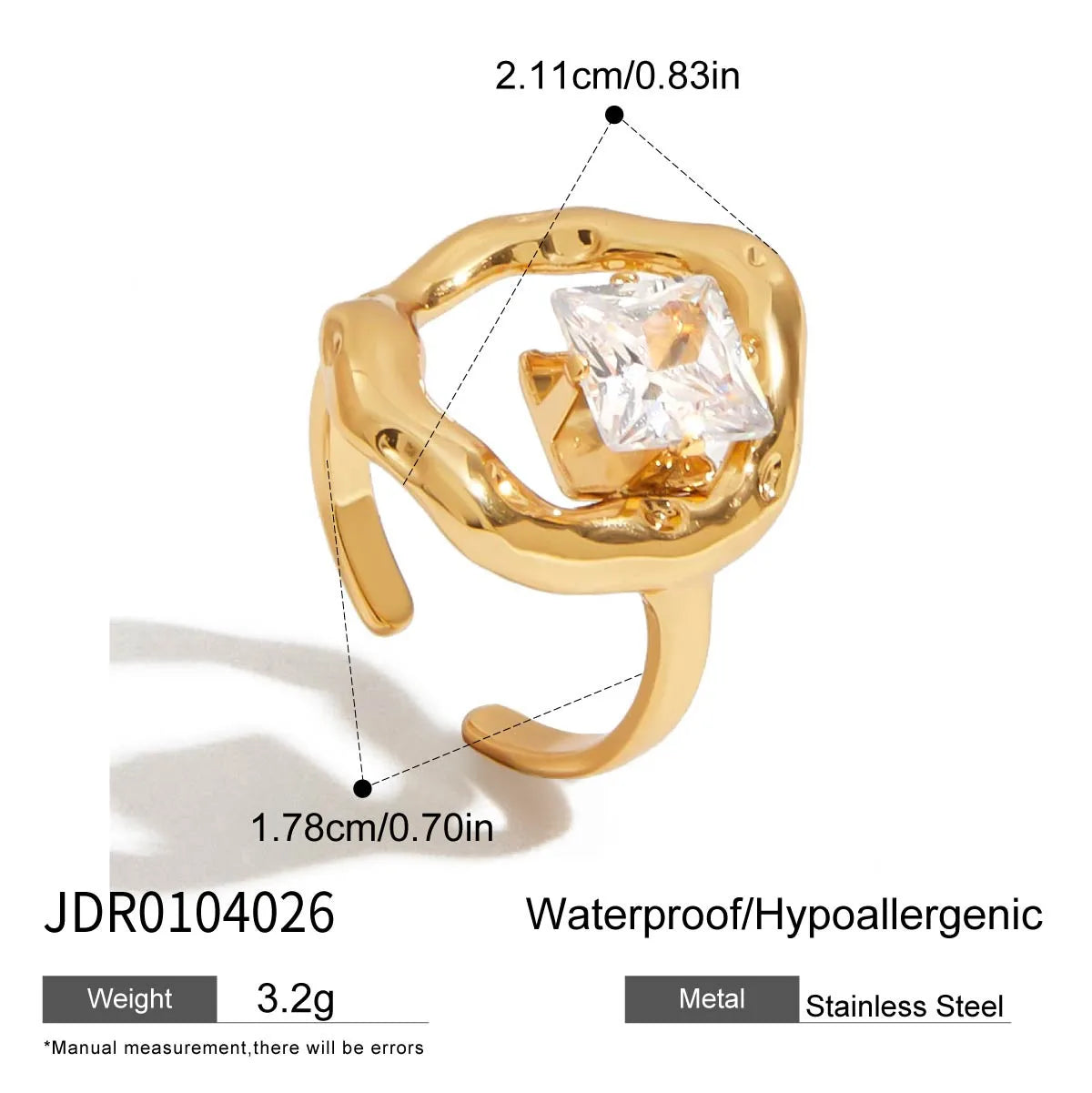 Classical Romantic 18K Gold Plated 316 Stainless Steel Non Tarnish Ring