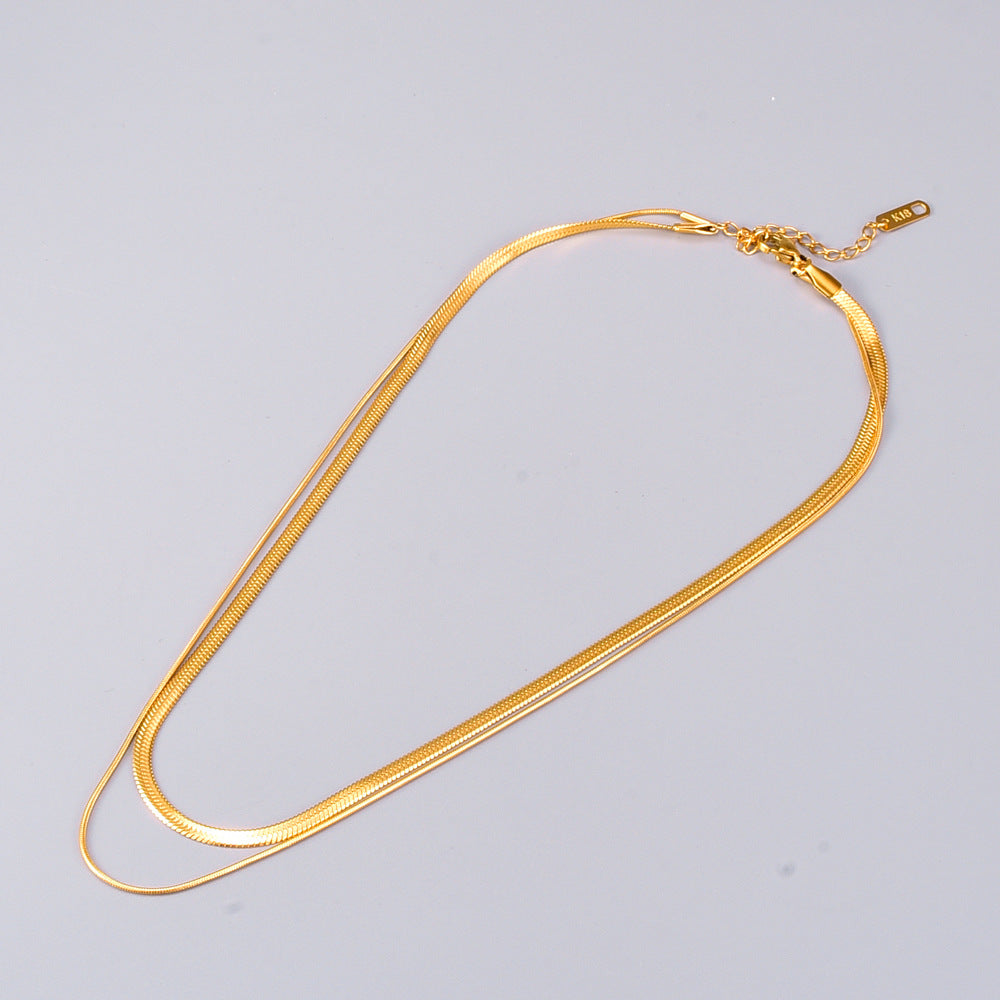 Two Layered 18K Gold Plated 304 Stainless Steel Titanium Steel Necklace