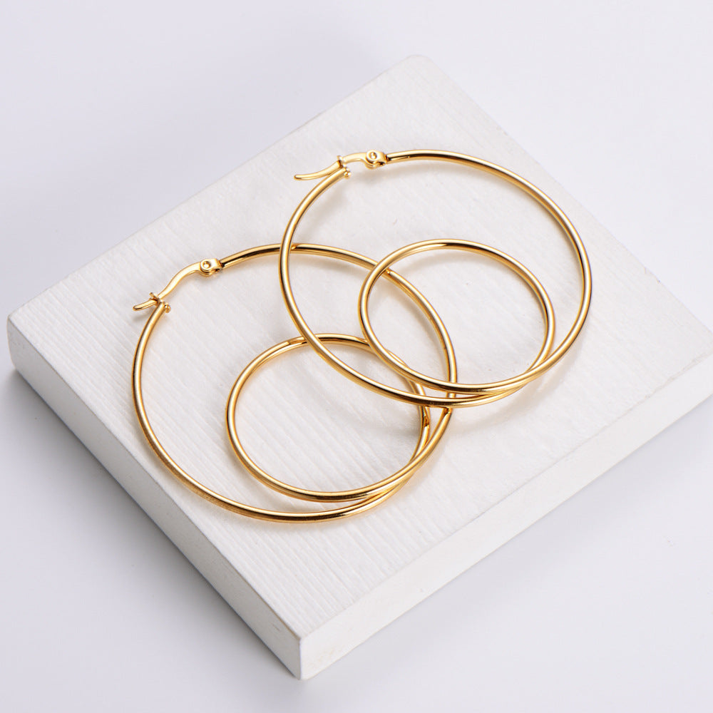 Hoop In Hoop 18K Gold Plated Geometric Stainless Steel Earrings
