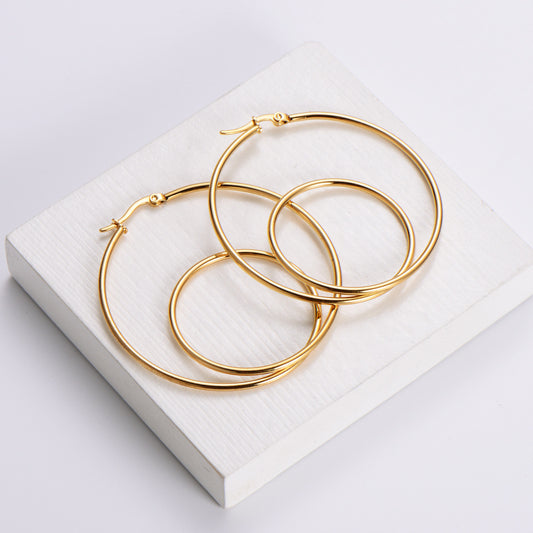 Hoop In Hoop 18K Gold Plated Geometric Stainless Steel Earrings