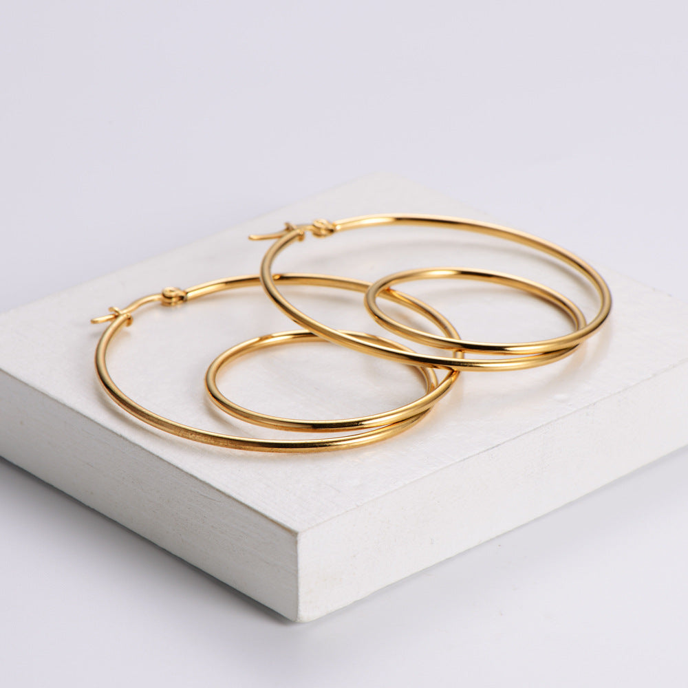 Hoop In Hoop 18K Gold Plated Geometric Stainless Steel Earrings