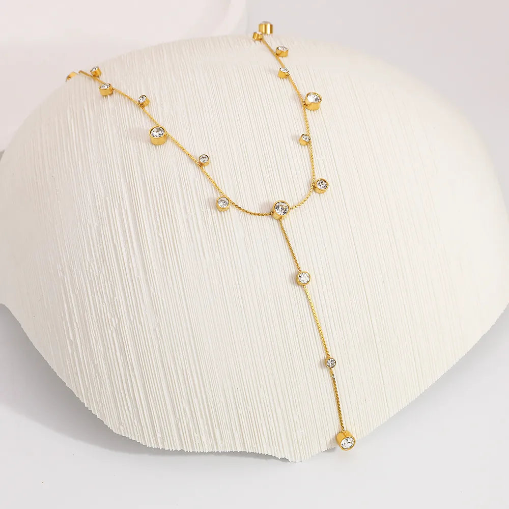 Elegant Diamond Heart 18K Gold Plated Y-Chain