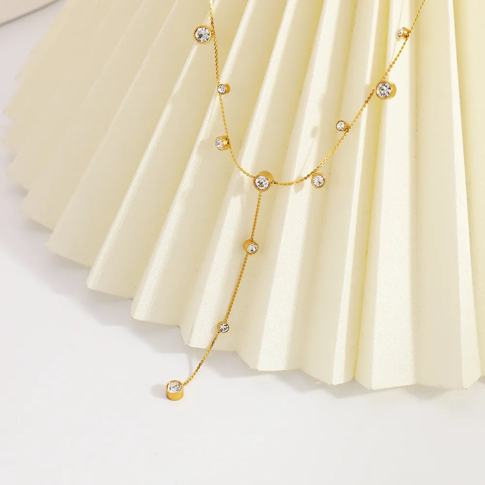 Elegant Diamond Heart 18K Gold Plated Y-Chain