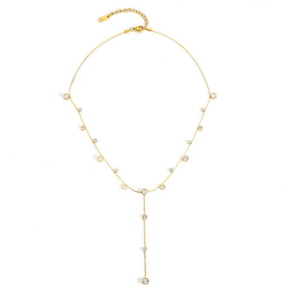 Elegant Diamond Heart 18K Gold Plated Y-Chain