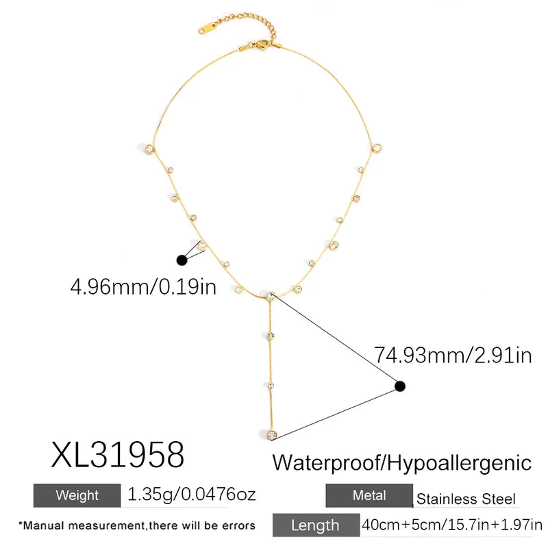 Elegant Diamond Heart 18K Gold Plated Y-Chain