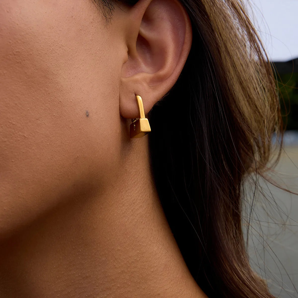 Locked N Ready 18K Gold Plated and 304 Stainless Steel Earring