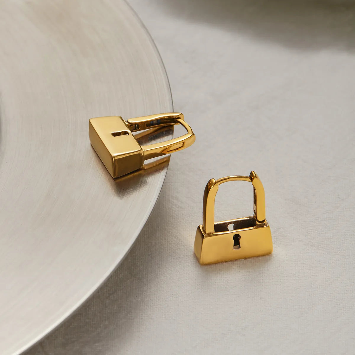 Locked N Ready 18K Gold Plated and 304 Stainless Steel Earring