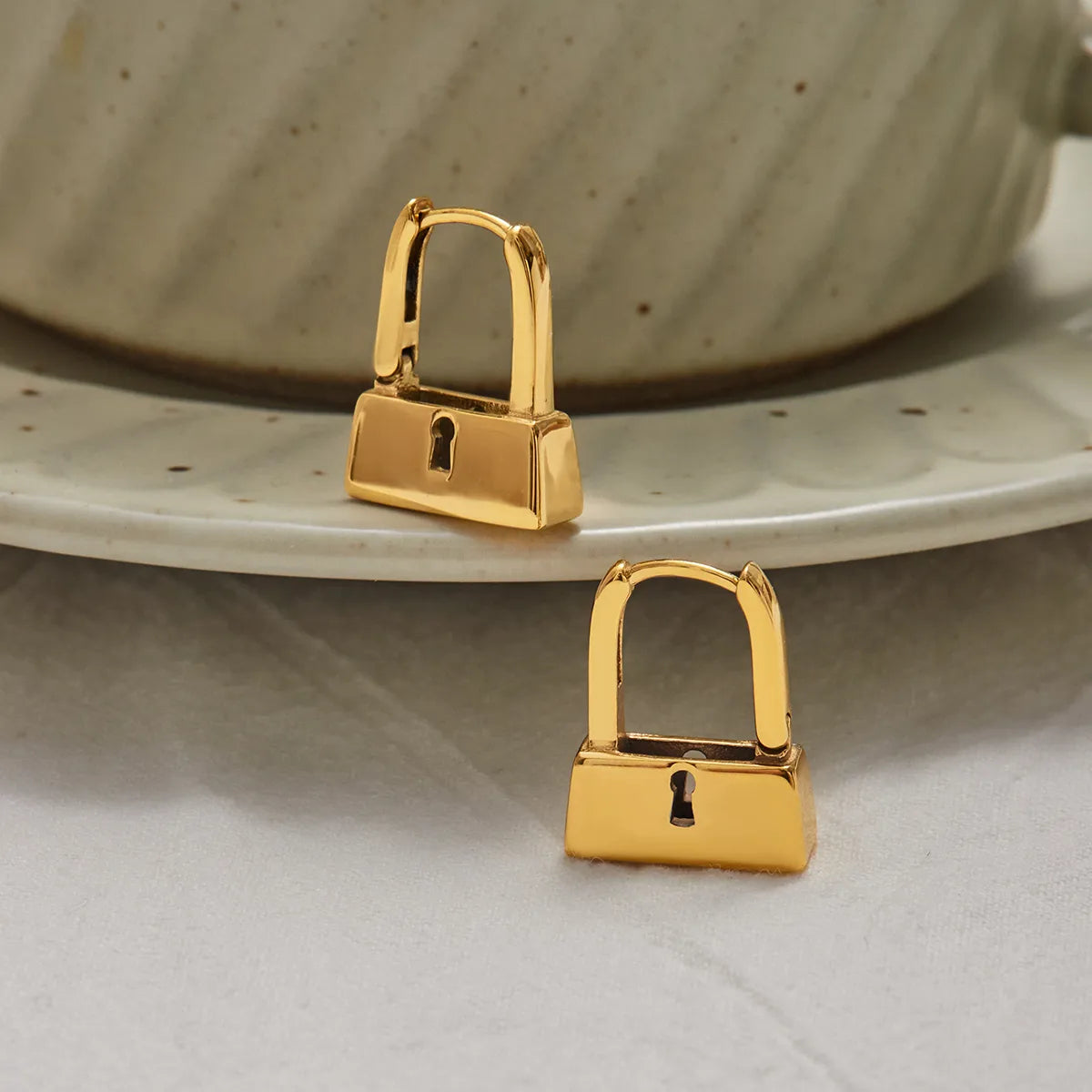 Locked N Ready 18K Gold Plated and 304 Stainless Steel Earring
